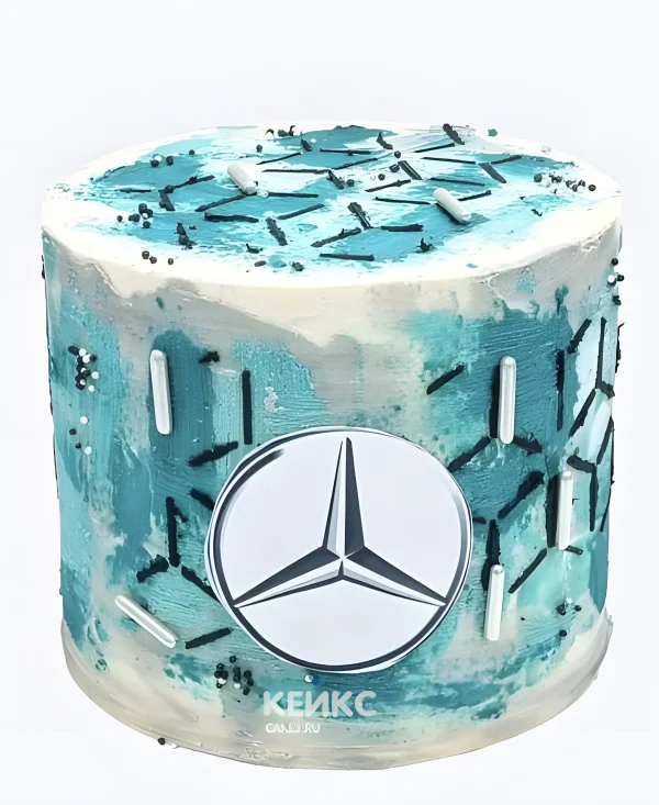 Бело-голубой торт Мерседес Фото