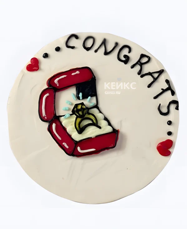 Белый бенто-торт на девичник с кольцом Фото