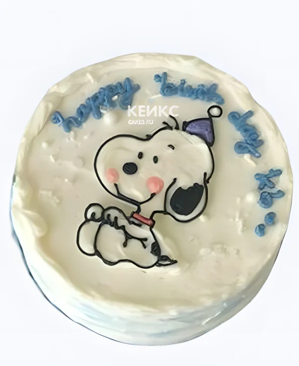 Белый бенто-торт на рождение с собачкой Фото