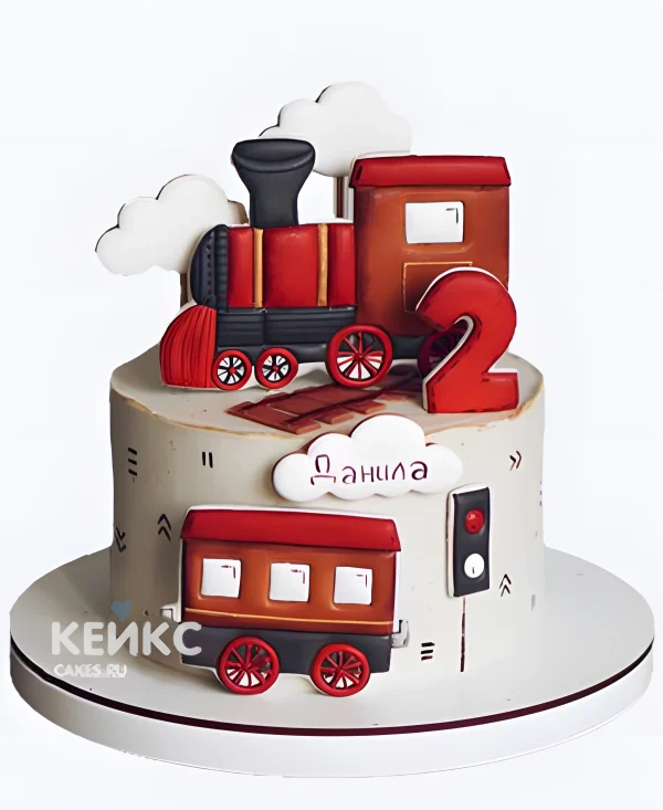 Торт на 2 года мальчику с поездами Фото