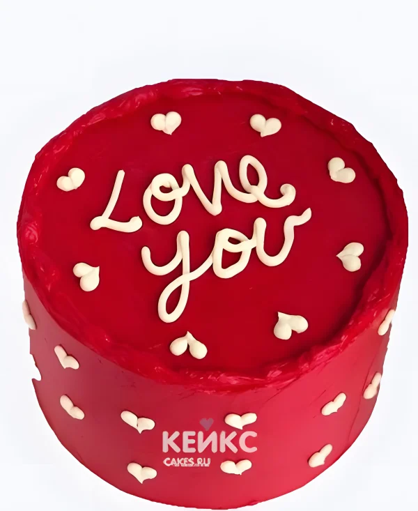 Бенто торт на 8 марта в красном цвете с надписью Фото