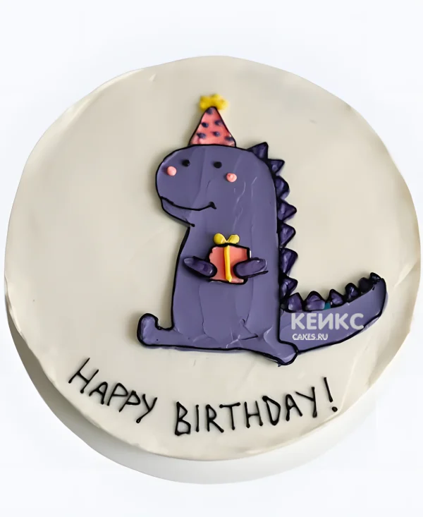 Бенто-торт на годик с фиолетовым динозавром Фото