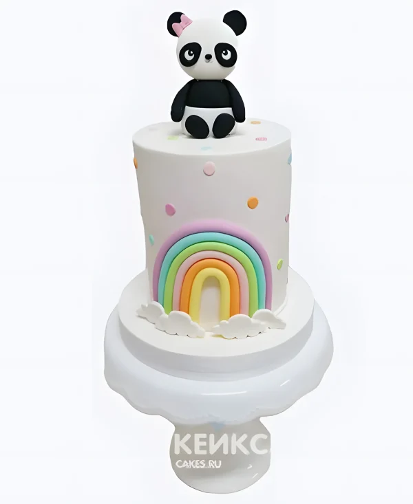 Бенто торт панда с радугой Фото