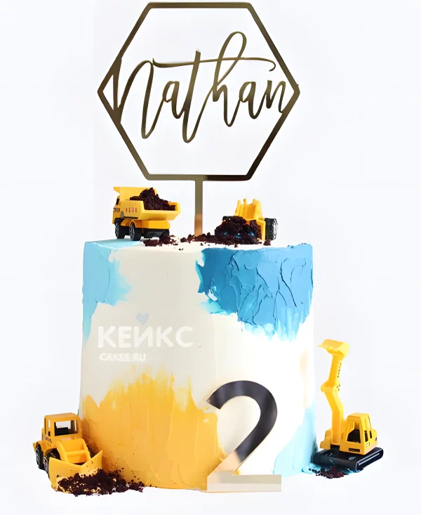 Бенто торт с машинками и мазками Фото