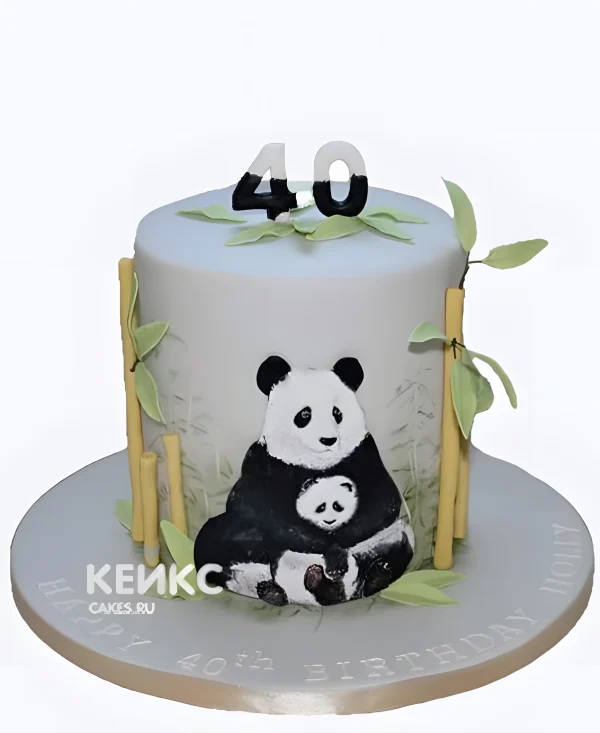 Бенто торт с пандой и цифрой 40 Фото