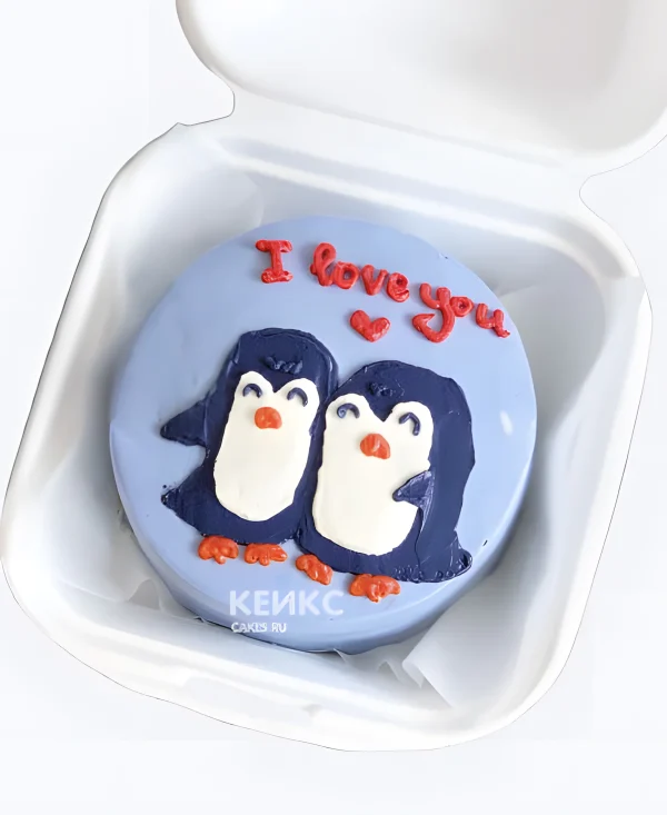 Бенто торт с пингвином Фото