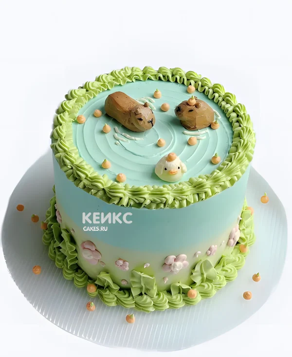 Бенто торт с семейкой капибар Фото