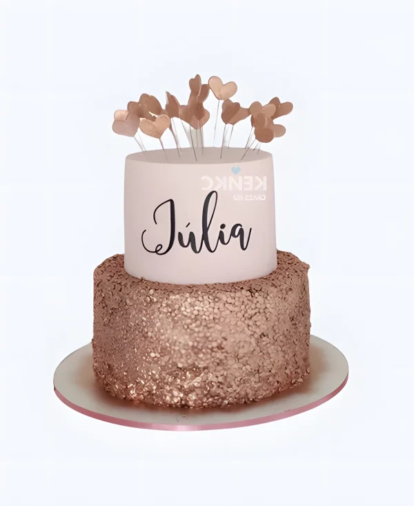 Блестящий двухъярусный торт девушке на 20 лет Фото