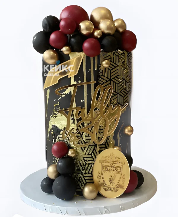 Черно-бордовый торт на юбилей 30 лет Фото