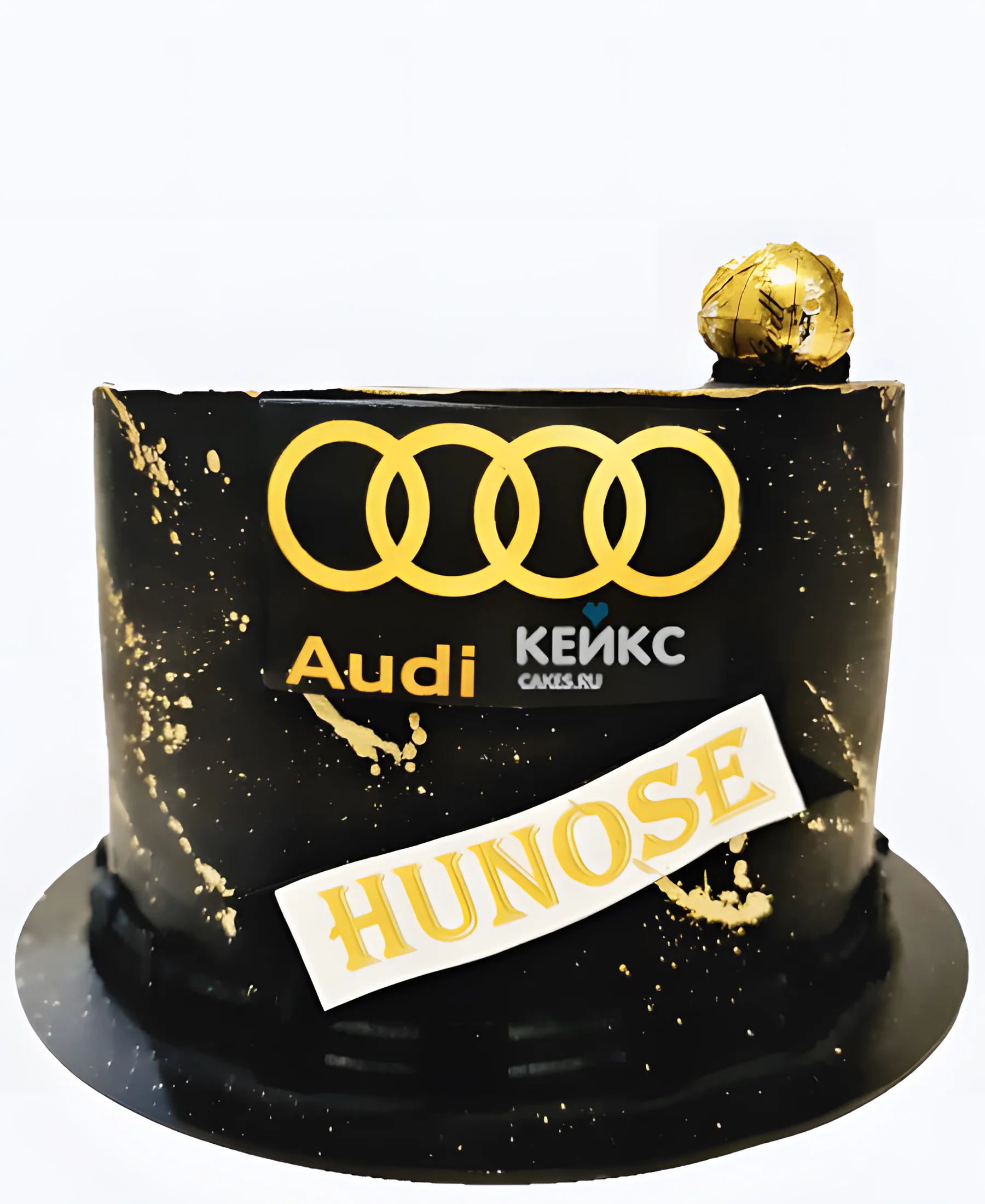 Черно-золотой торт Ауди с фотопечатью Фото