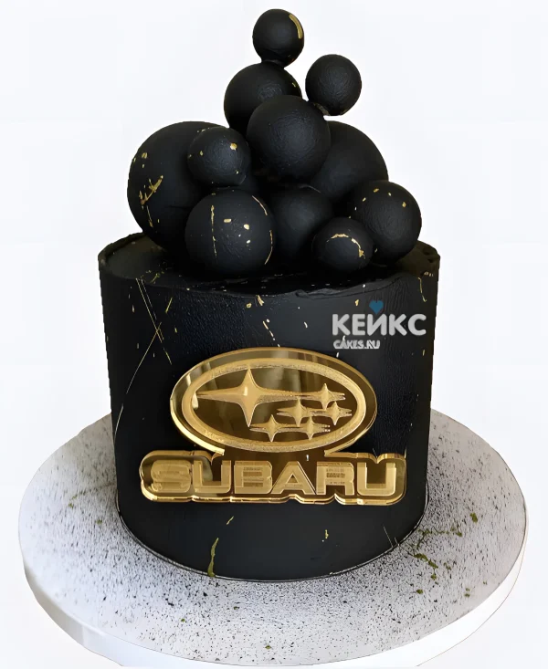 Черный торт Субару без мастики Фото