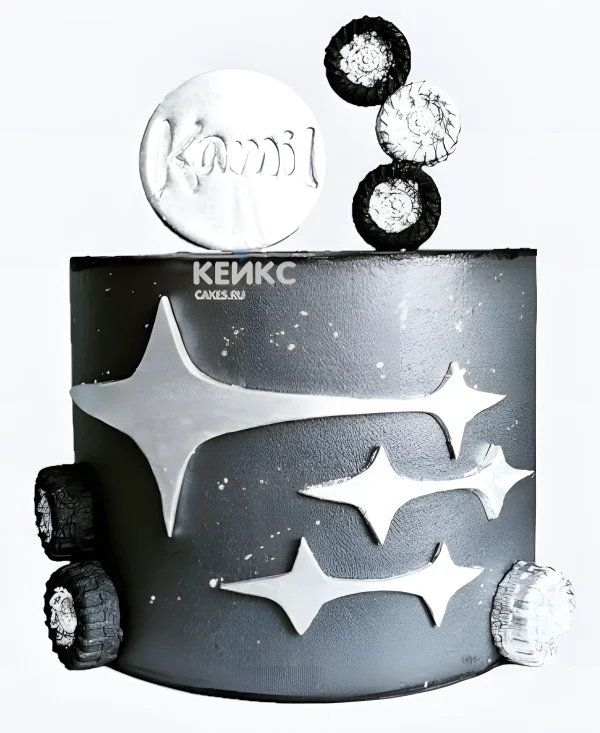 Черный торт Субару со звёздами Фото