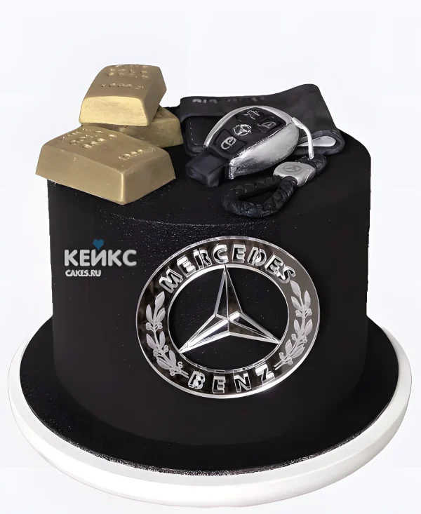 Черный велюровый торт Мерседес Фото