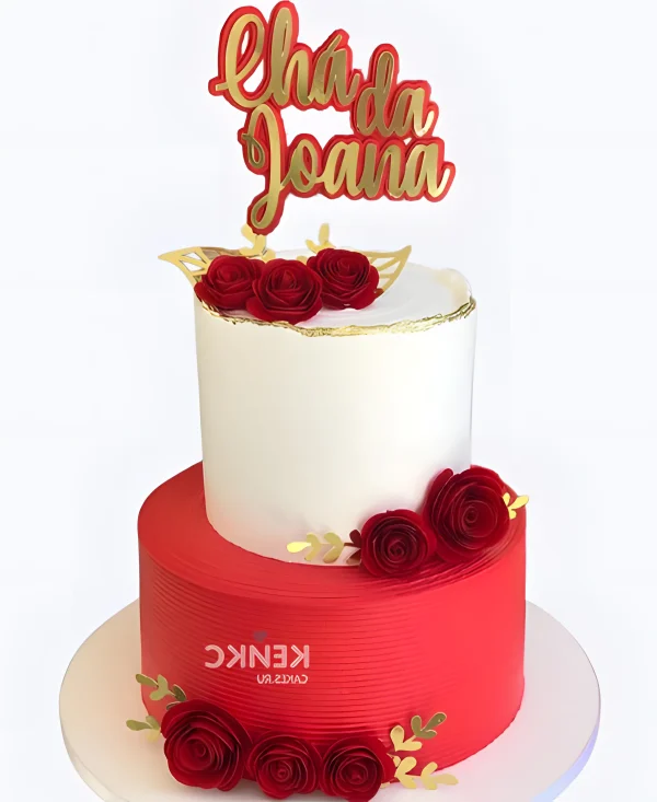 Дивный красный торт с розами Фото