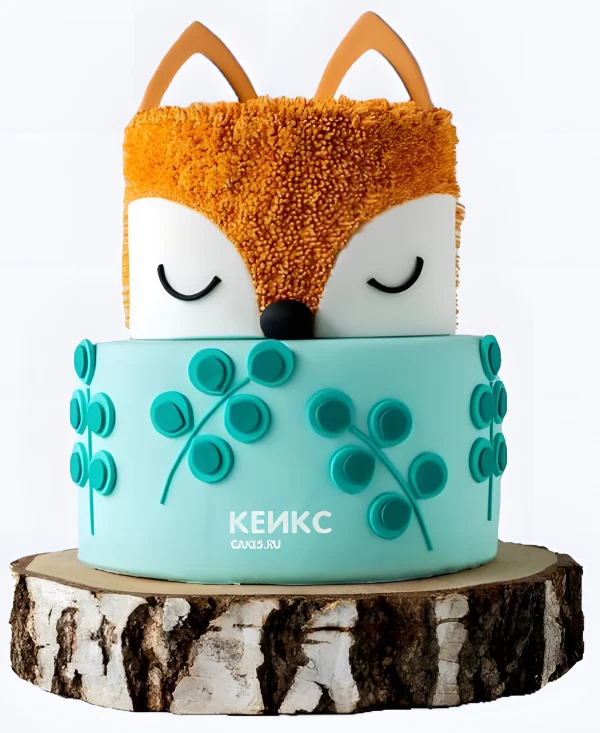 Двухъярусный торт с лисой Фото