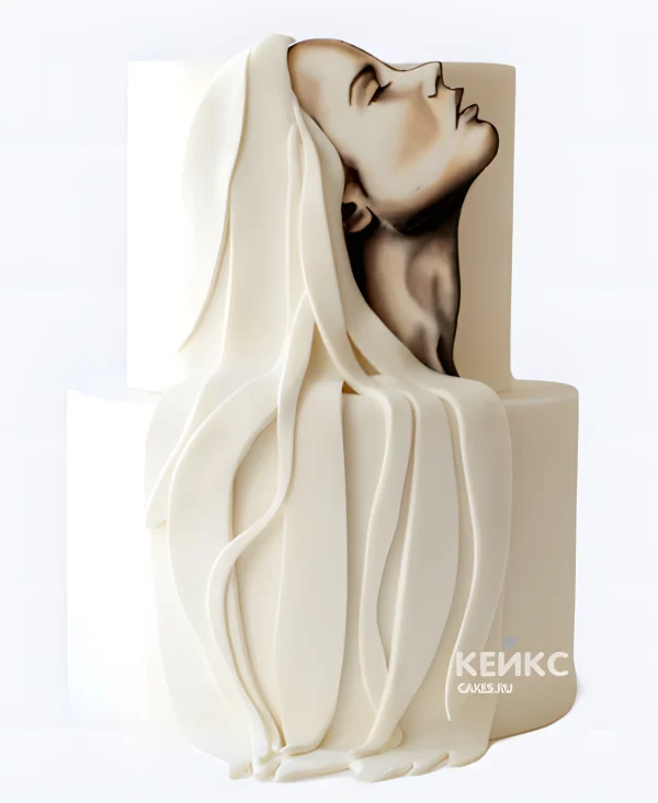 Эффектный двухъярусный торт с девушкой Фото