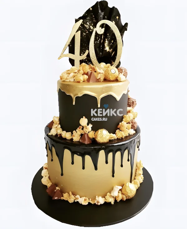 Эффектный торт мужу с шоколадом и поп корном Фото