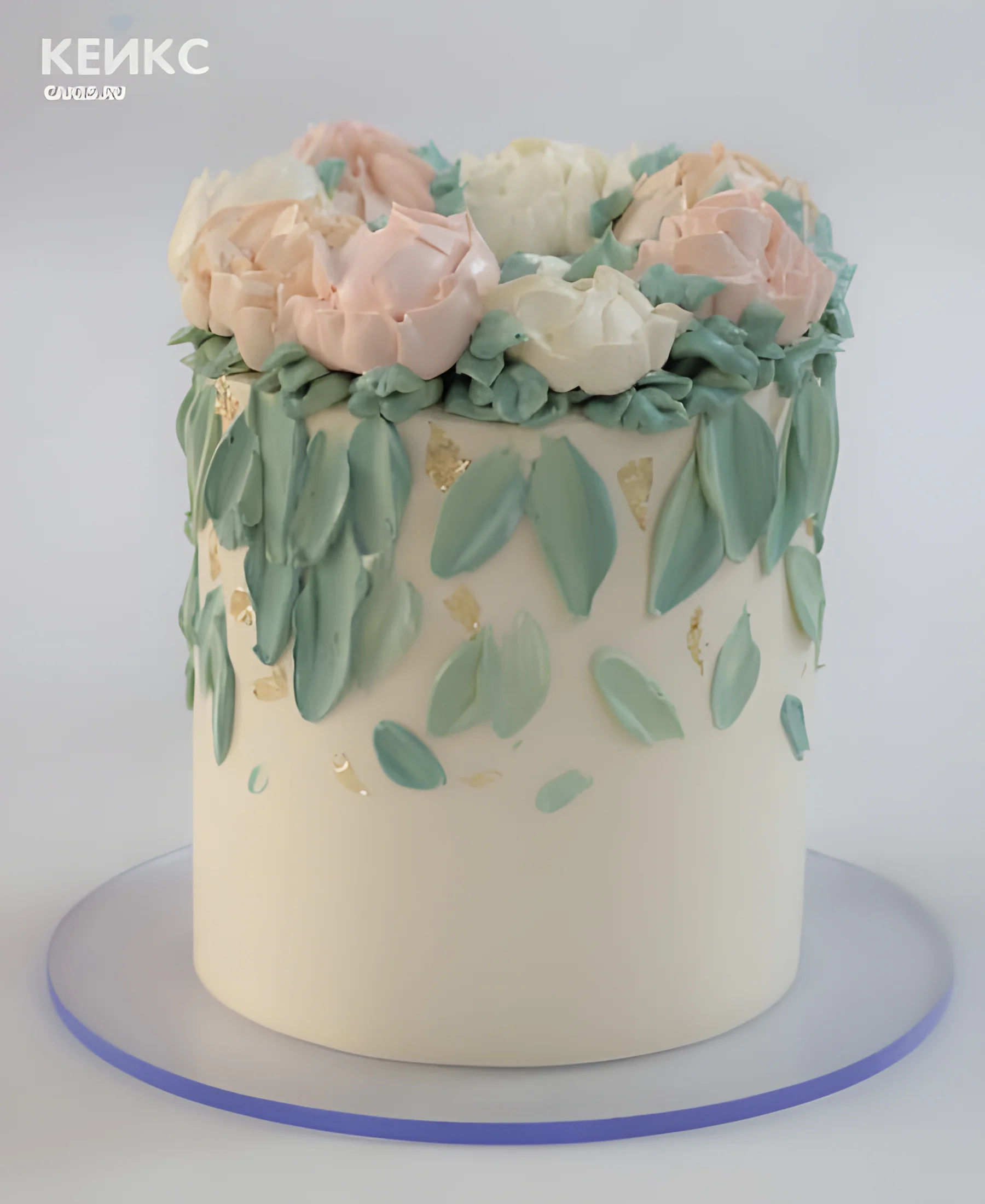 Эстетичный бенто-торт с цветами без мастики Фото