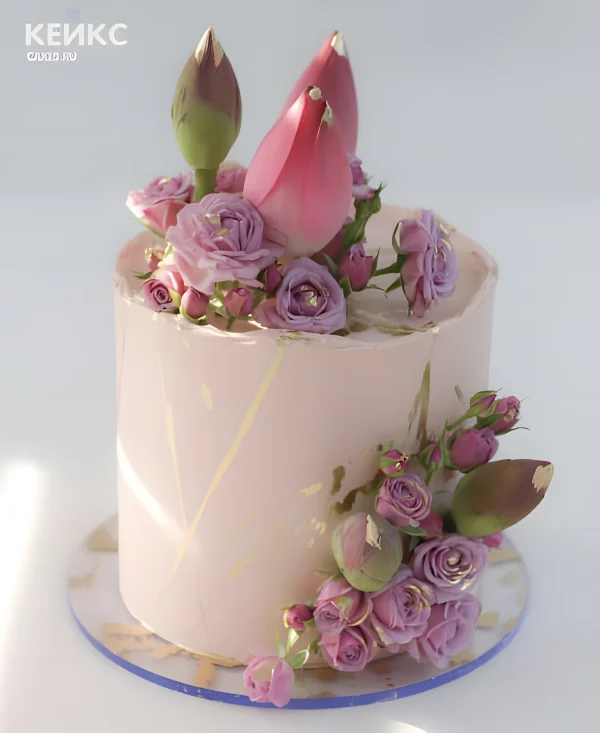 Эстетичный бенто тортик с цветами Фото