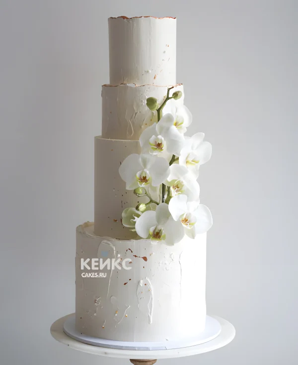 Эстетичный торт с орхидеями Фото