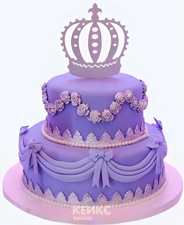 Фиолетовый торт с короной Фото