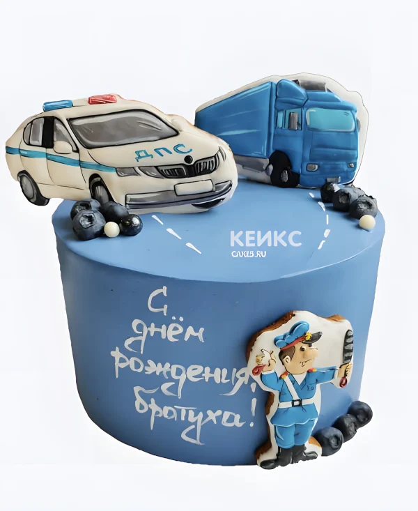 Голубой торт полицейская машина Фото