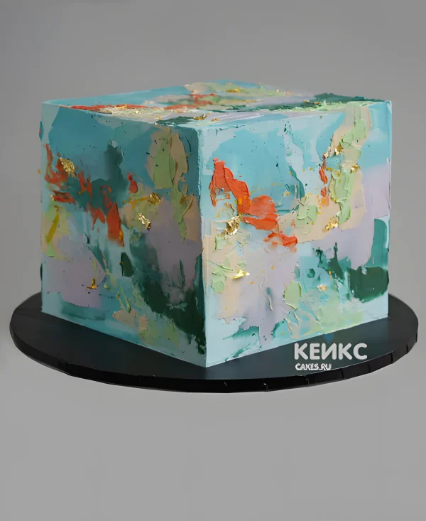 Яркий эстетичный квадратный торт Фото