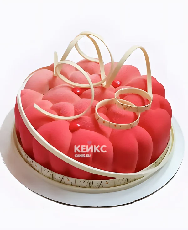 Яркий розовый торт на фаянсовую свадьбу Фото