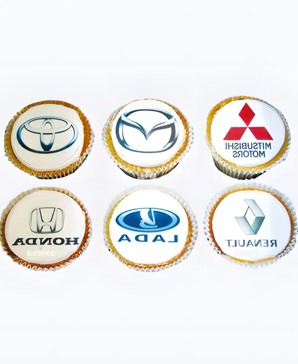 Капкейки с фотопечатью марок машин Фото