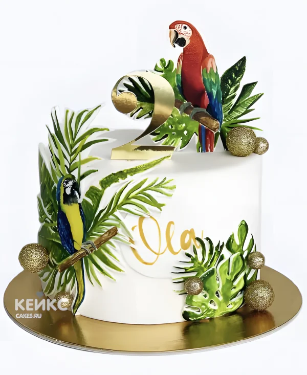 Классический торт с попугаем на 2 года Фото