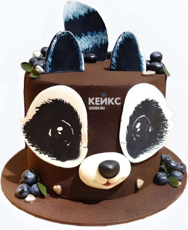 Коричневый велюровый торт с енотом Фото