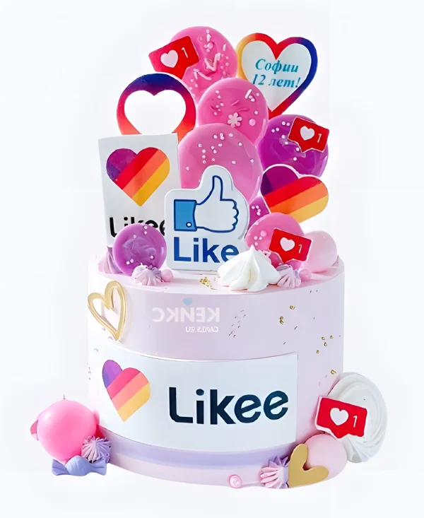 Красивенький торт с леденцами и лайками Фото