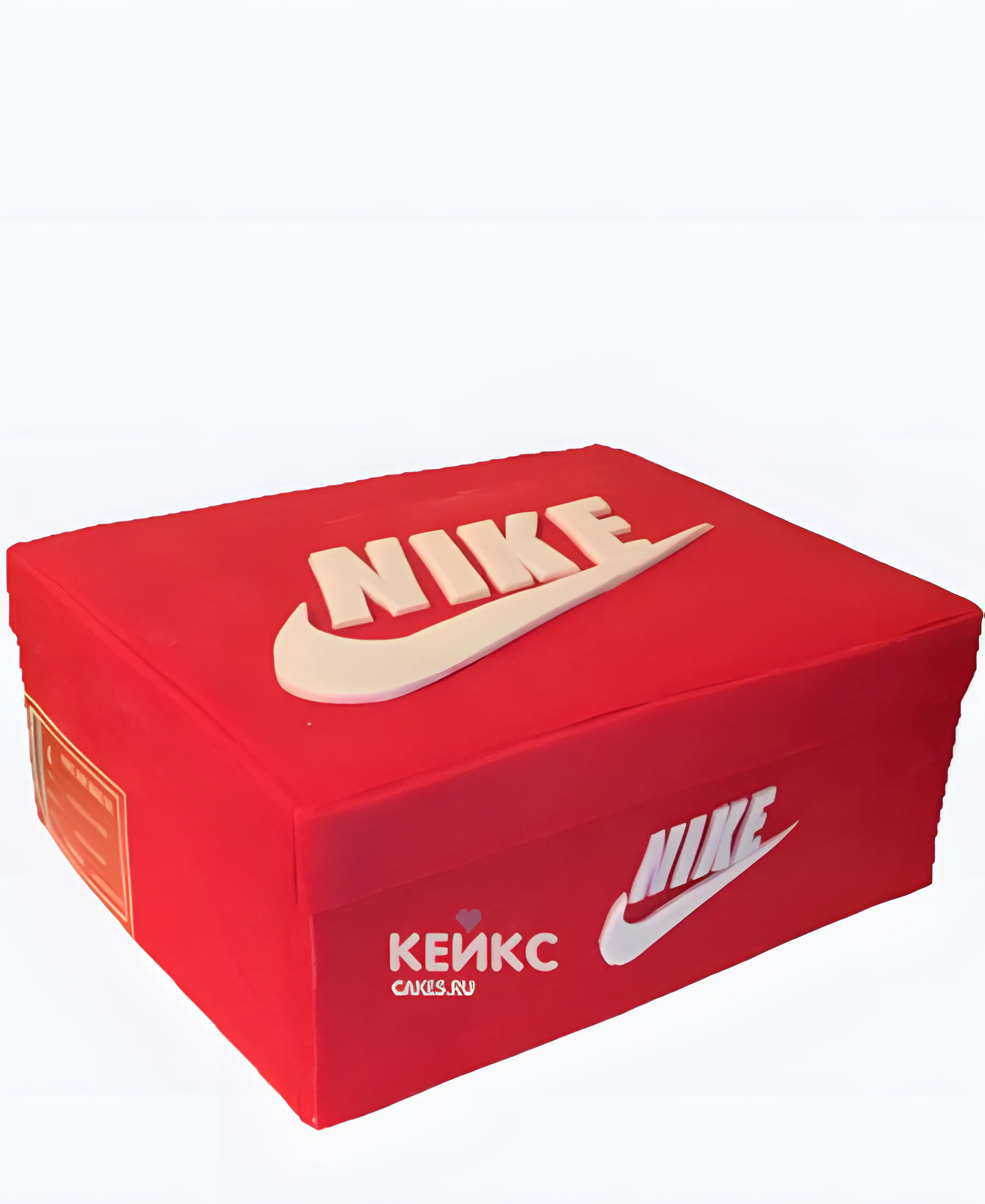 Красный торт на 16 лет мальчику в виде коробочки с логотипом Фото