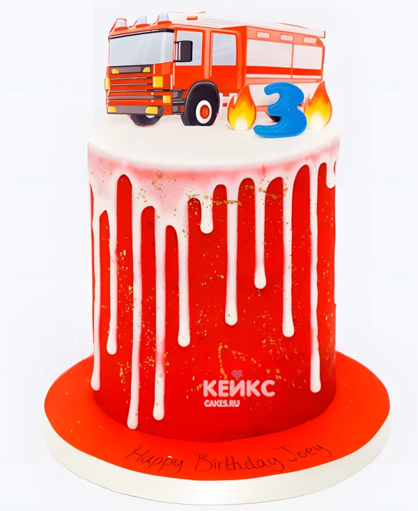 Торт с пожарной машиной мальчику 3 годика Фото