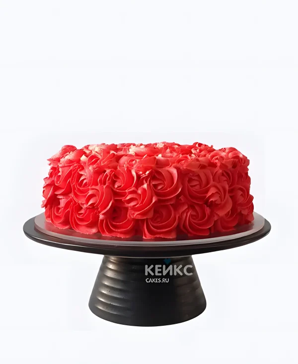 Красный торт с рюшами Фото