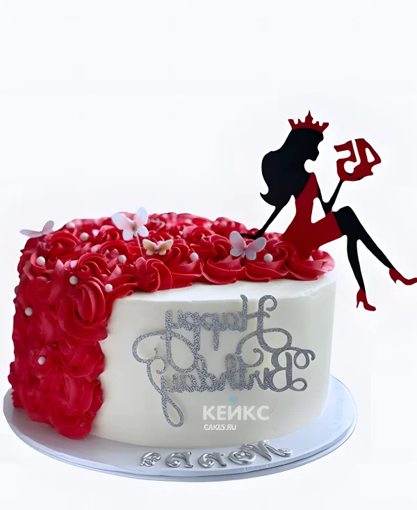 Красно-белый торт для девочки Фото