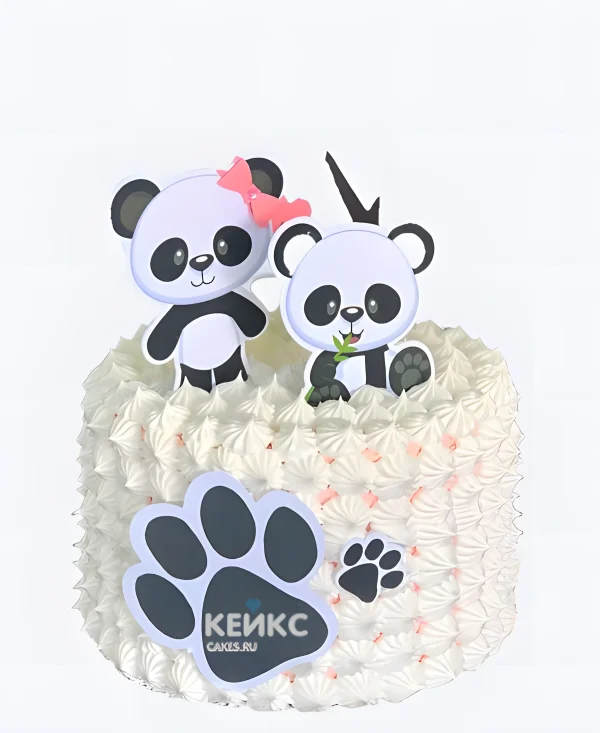 Кремовый торт с пандой из фотопечати Фото