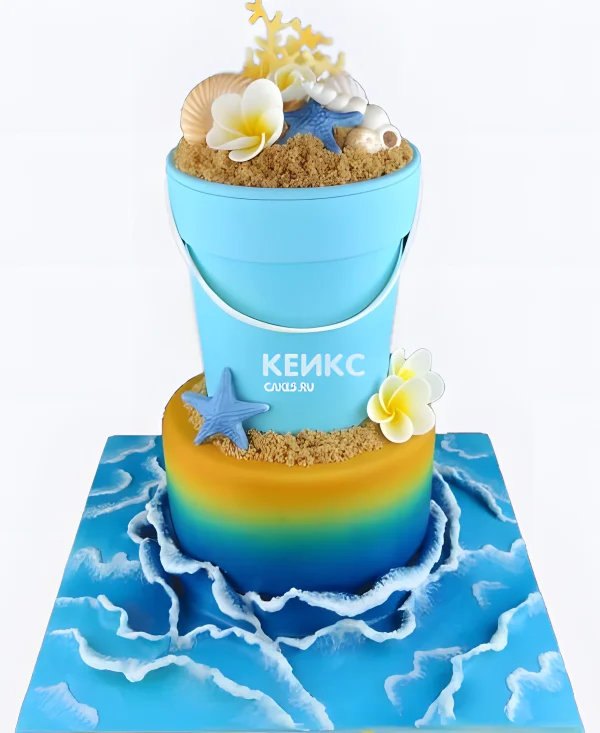Летний морской торт с песком и ракушками Фото
