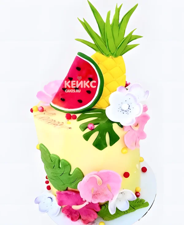 Летний торт с фруктами Фото