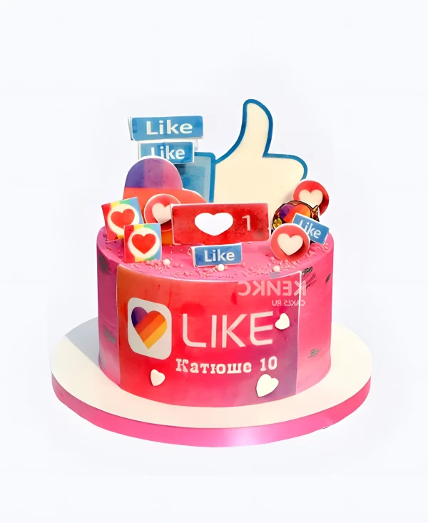 Малиновый тортик с лайками Фото