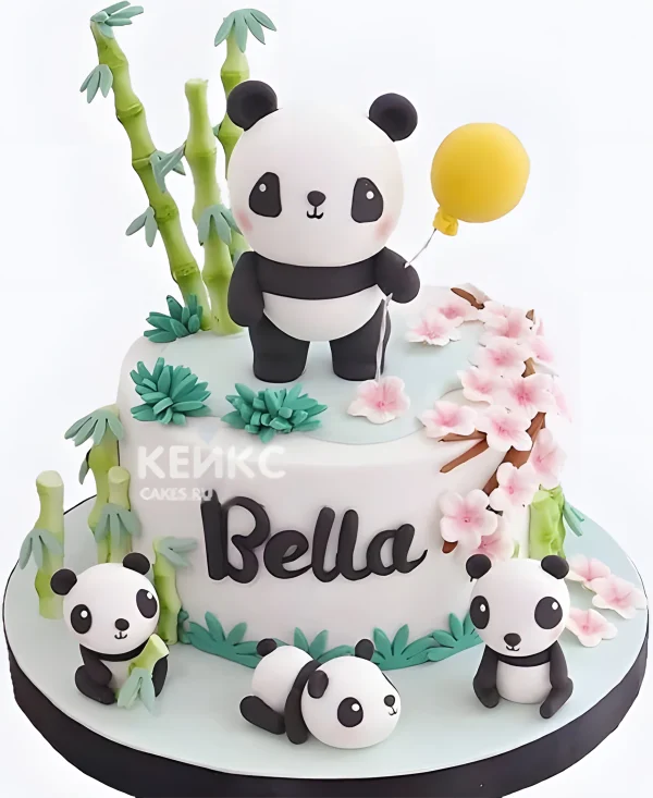 Бенто торт с пандами на день рождения девочке Фото