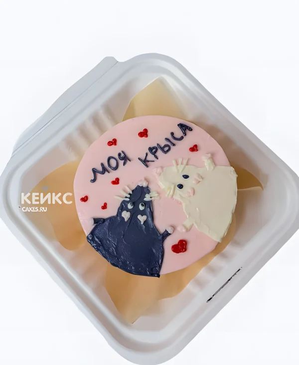 Милый бенто-торт дочке с крысами и надписью Фото