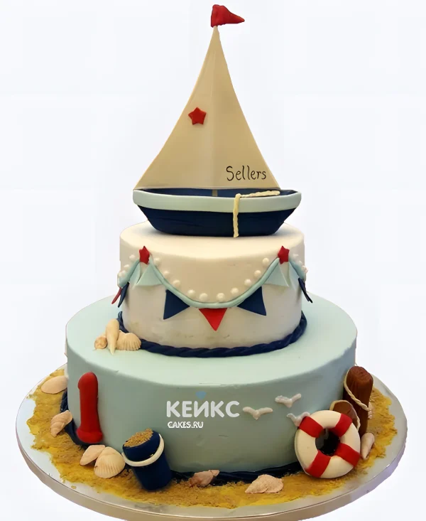 Милый торт с корабликом Фото