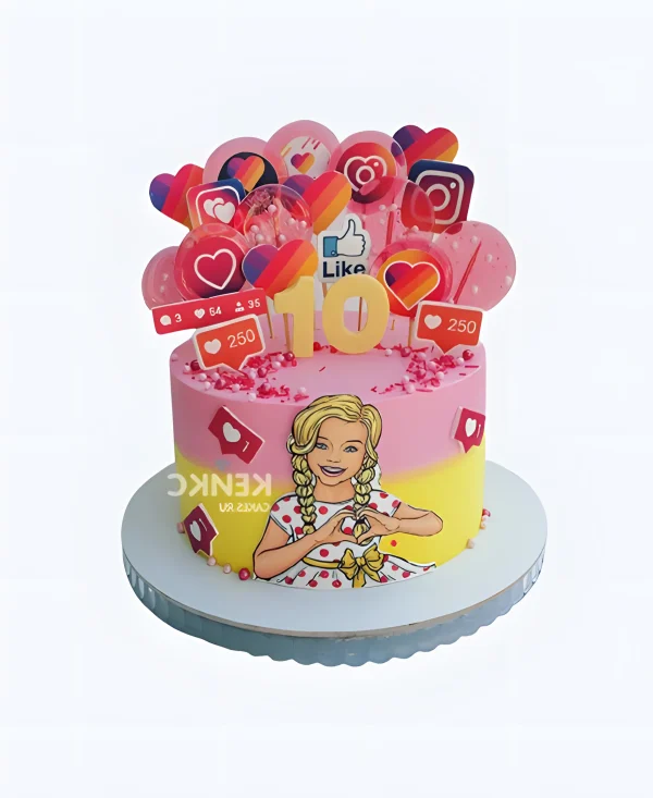Милый торт с инстаграмом и леденцами Фото