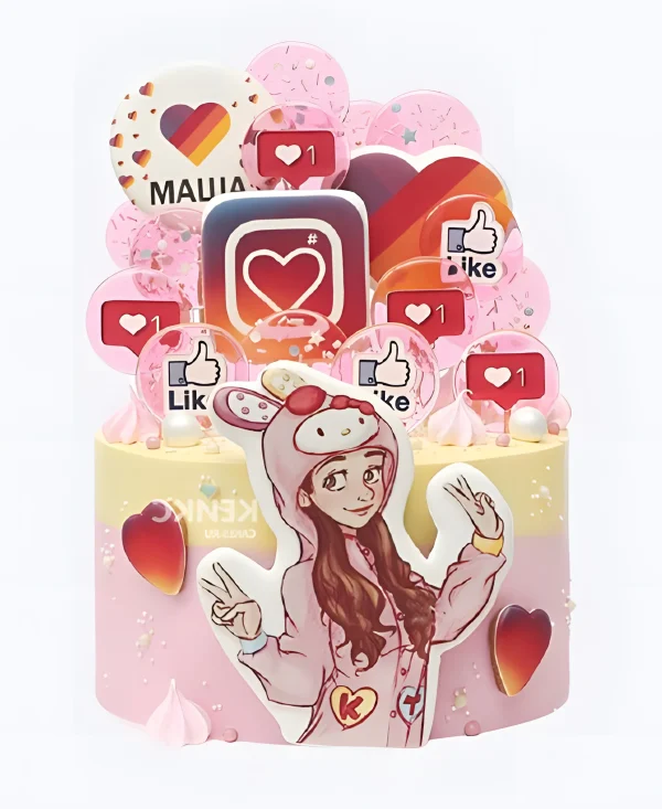 Милый торт с лайками и фотопечатью Фото