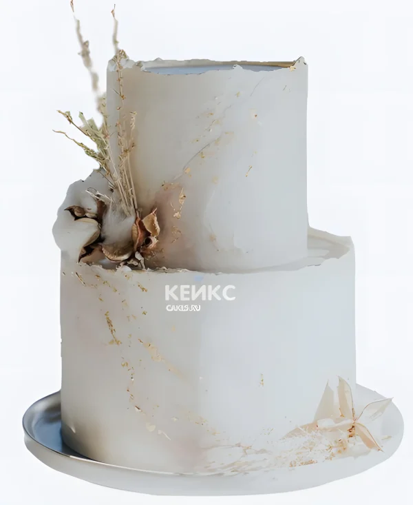 Минималистичный торт на льняную свадьбу Фото