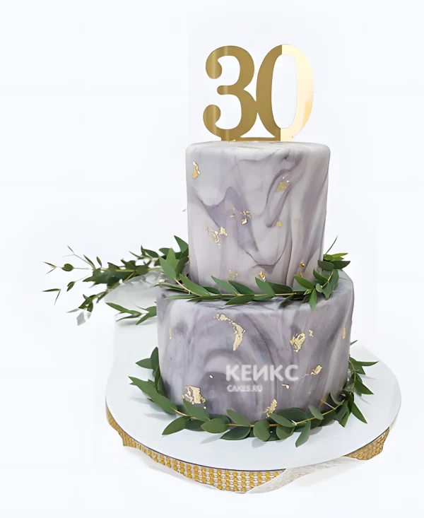 Мраморный торт на юбилей 30 лет Фото