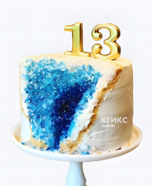 Необычный торт на 13 лет с кристаллами Фото