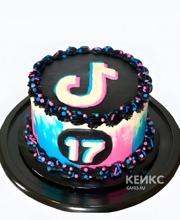 Необычный торт с логотипом тик ток Фото