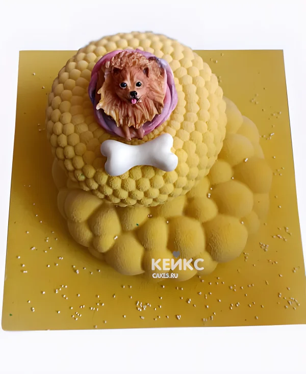 Необычный торт шпиц с фигуркой Фото